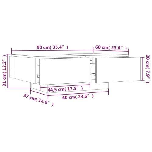 Stolić za kavu boja hrasta 90 x 60 x 31 cm konstruirano drvo Cijena