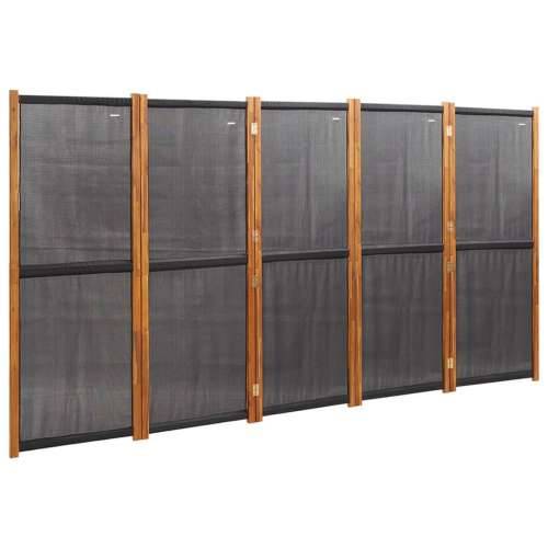 Sobna pregrada s 5 panela crna 350 x 180 cm Cijena