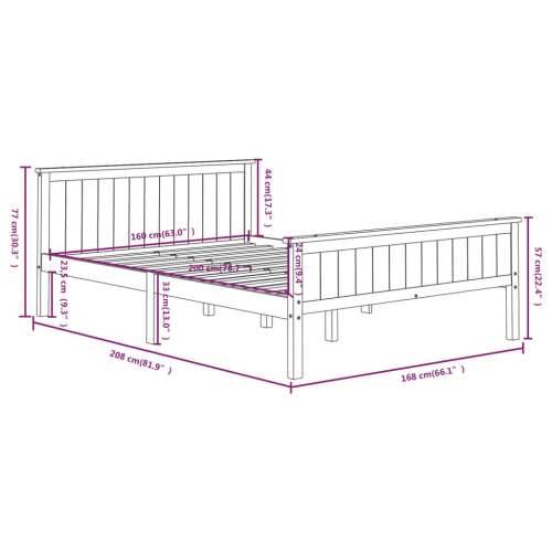 Okvir za krevet od masivne borovine sivi 160 x 200 cm - Siva 160 x 200 cm Cijena