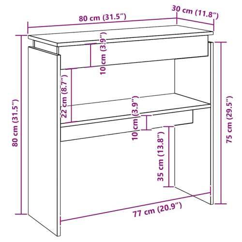 Konzolni stol boja hrasta 80 x 30 x 80 cm od konstruiranog drva - Dimljeni hrast 1 80 cm Cijena