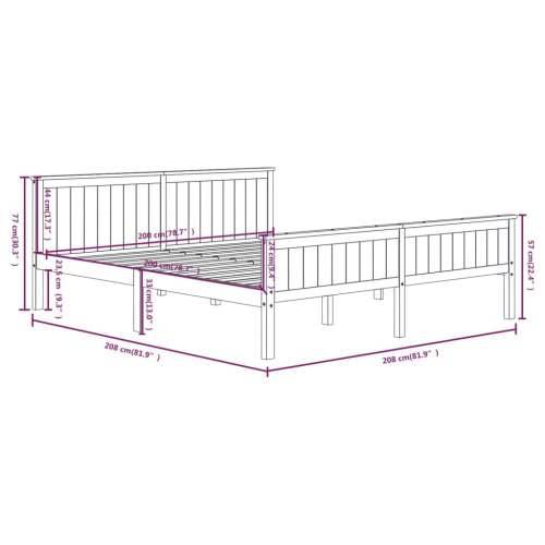 Okvir za krevet od masivne borovine sivi 200 x 200 cm - Siva 200 x 200 cm Cijena