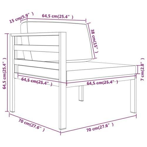 8-dijelna vrtna garnitura s jastucima aluminijska antracit 4x kutna + 3x srednja + stol 1 Cijena