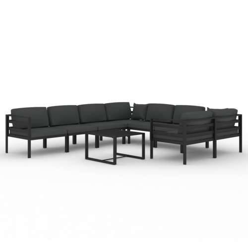 9-dijelna vrtna garnitura s jastucima aluminijska antracit - 4x kutna + 4x srednja + stol 1 Cijena