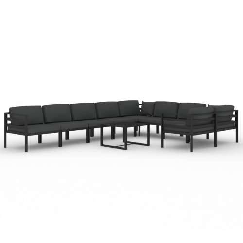 10-dijelna vrtna garnitura s jastucima aluminijska antracit 4x kutna + 5x srednja + stol 1 Cijena