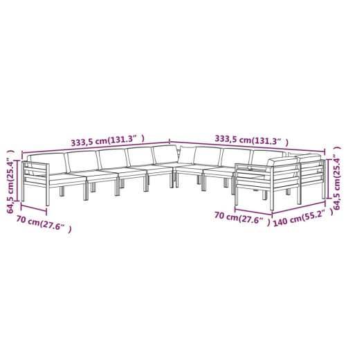 10-dijelna vrtna garnitura s jastucima aluminijska antracit - 6x srednja + 4x kutna 1 Cijena