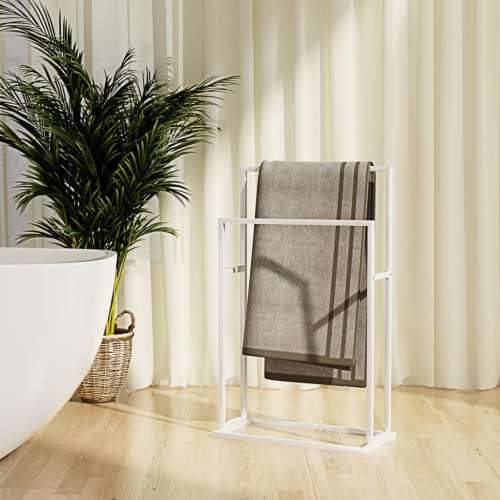 Samostojeći stalak za ručnike bijeli 48 x 24 x 78,5 cm željezni