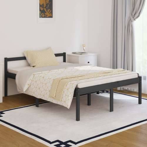 Krevet za starije osobe sivi 135 x 190 cm bračni od borovine