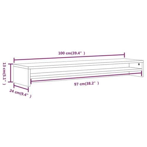 Stalak za monitor boja dimljenog hrasta 100 x 24 x 13 cm drveni - Dimljeni hrast 1 Cijena