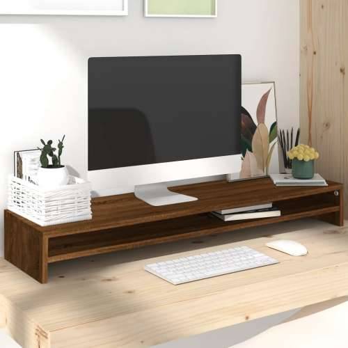 Stalak za monitor boja smeđeg hrasta 100 x 24 x 13 cm drveni - Smeđi hrast 1 Cijena