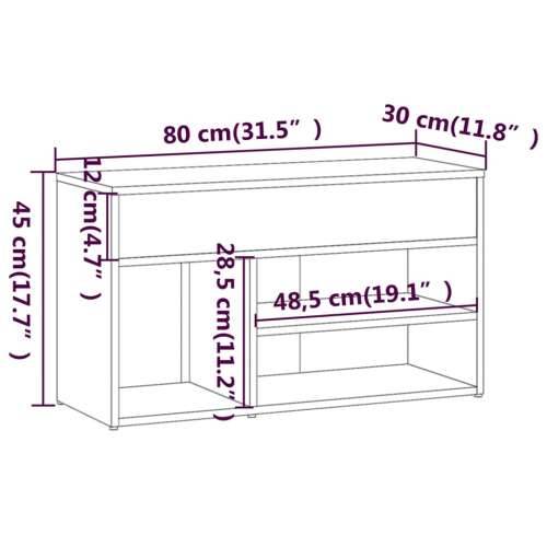 Klupa za cipele boja sivog hrasta 80x30x45 cm konstruirano drvo - Sivi hrast sonoma 80 x 30 x 45 cm 1 Cijena