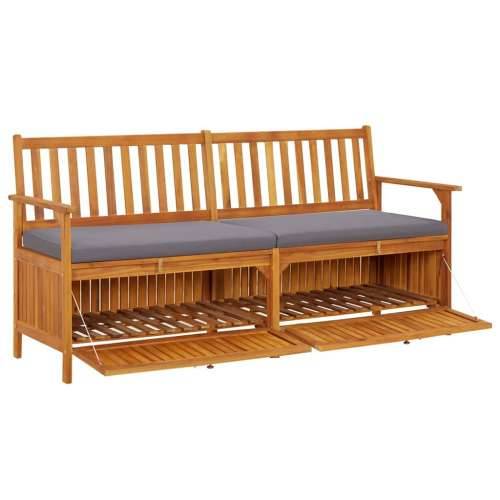 Klupa za pohranu s jastukom 170 cm od masivnog bagremovog drva - Smeđa i siva 170 x 63 x 84 cm 1 Cijena
