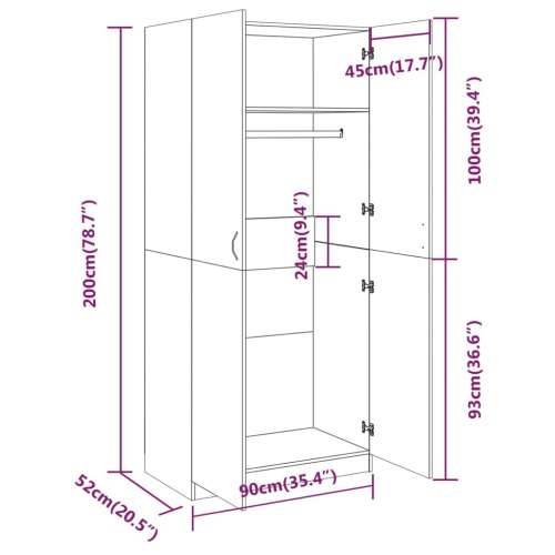 Ormar boja dimljenog hrasta 90 x 52 x 200 cm konstruirano drvo - Dimljeni hrast 1 Cijena