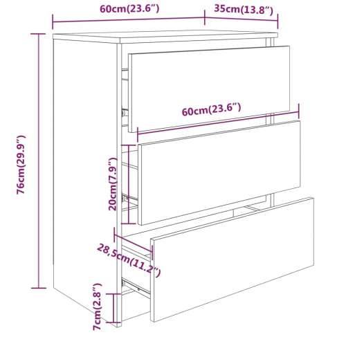 Komoda boja dimljenog hrasta 60 x 35 x 76 cm konstruirano drvo - Dimljeni hrast 1 Cijena