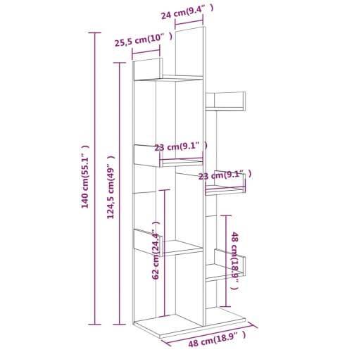 Ormarić za knjige boja sivog hrasta 48 x 25,5 x 140 cm drveni - Sivi hrast sonoma 1 48 cm Cijena