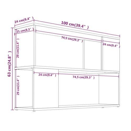 Ormarić za knjige sivi hrast 100x24x63 cm konstruirano drvo - Sivi hrast sonoma 1 100 x 24 x 63 cm Cijena