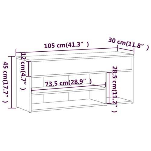 Klupa za cipele boja sivog hrasta 105x30x45cm konstruirano drvo - Sivi hrast sonoma 105 x 30 x 45 cm 1 Cijena