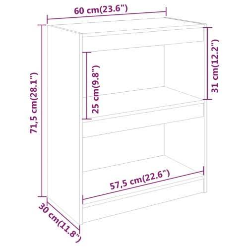 Ormarić za knjige / pregrada sivi 60x30x71,5 cm od borovine - Siva 1 71.5 cm Cijena
