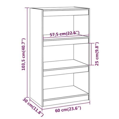 Ormarić za knjige / Paravan - Sobna pregrada 60x30x103,5 cm od borovine - Smeđa 1 103.5 cm Cijena