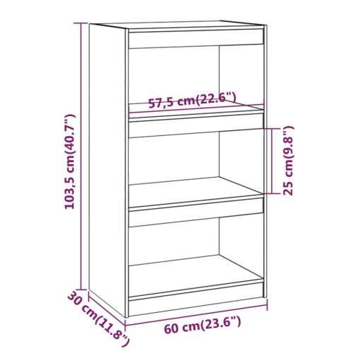 Ormarić za knjige / pregrada sivi 60x30x103,5 cm od borovine - Siva 1 103.5 cm Cijena