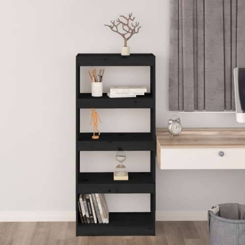Ormarić za knjige / pregrada crni 60x30x135,5 cm od borovine - Crna 1 135.5 cm Cijena