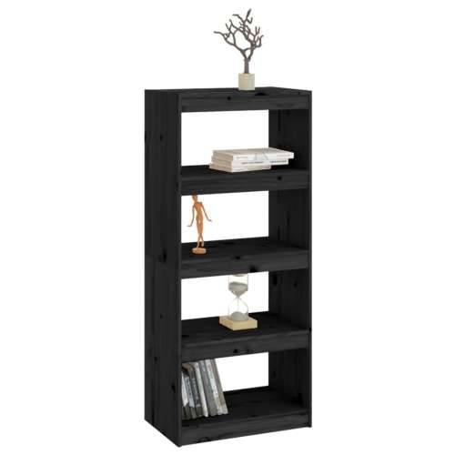 Ormarić za knjige / pregrada crni 60x30x135,5 cm od borovine - Crna 1 135.5 cm Cijena