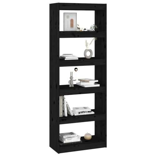 Ormarić za knjige / pregrada crni 60x30x167,5 cm od borovine - Crna 1 167.5 cm Cijena