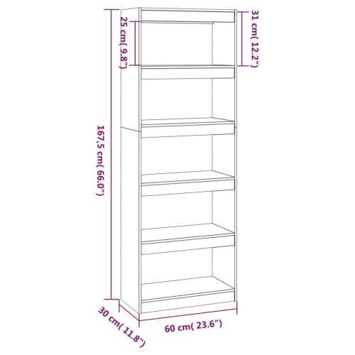 Ormarić za knjige / pregrada crni 60x30x167,5 cm od borovine - Crna 1 167.5 cm Cijena