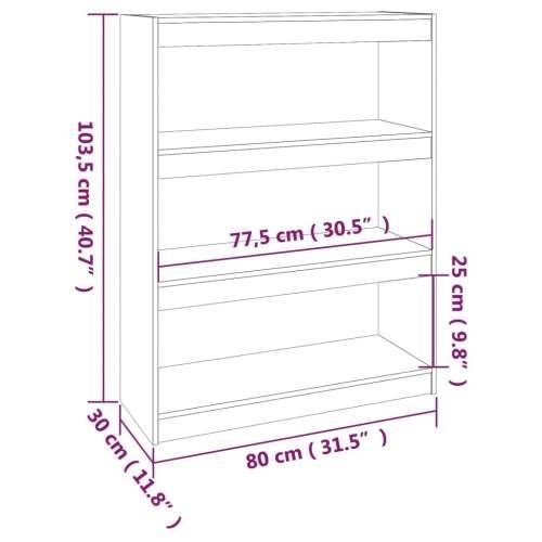 Ormarić za knjige / Paravan - Sobna pregrada sivi 80x30x103,5 cm borovina - Siva 1 103.5 cm Cijena