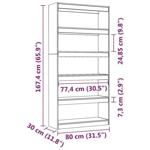 Ormarić za knjige / Paravan - Sobna pregrada sivi 80x30x167,4 cm borovina - Siva 1 167.4 cm Cijena