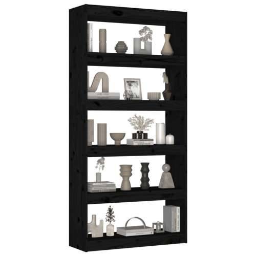 Ormarić za knjige / Paravan - Sobna pregrada crni 80x30x167,4 cm borovina - Crna 1 167.4 cm Cijena