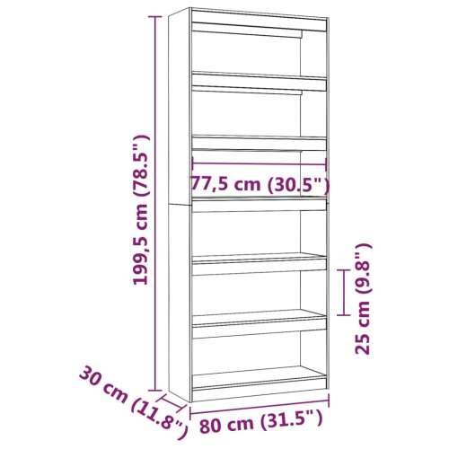 Ormarić za knjige / pregrada bijeli 80x30x199,5 cm od borovine - Bijela 1 199.5 cm Cijena