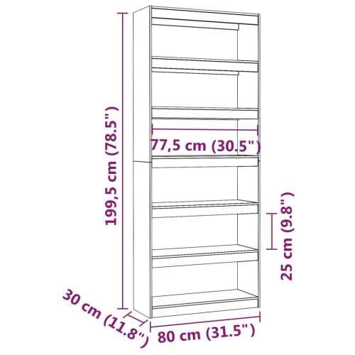 Ormarić za knjige / pregrada sivi 80x30x199,5 cm od borovine - Siva 1 199.5 cm Cijena