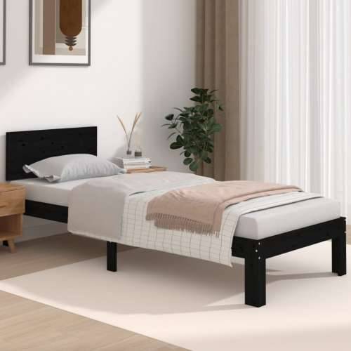 Okvir za krevet od masivnog drva crni 75 x 190 cm mali - Crna 75 x 190 cm Cijena