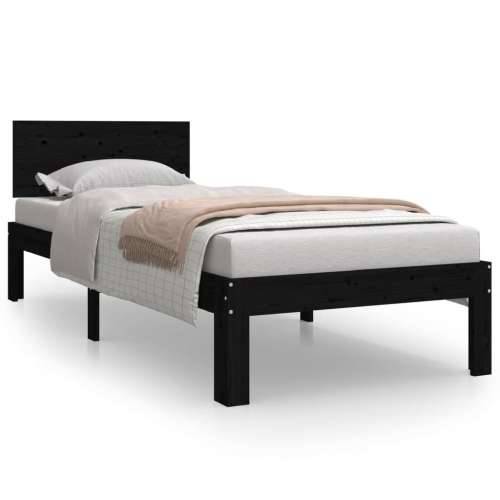 Okvir za krevet od masivnog drva crni 75 x 190 cm mali - Crna 75 x 190 cm Cijena