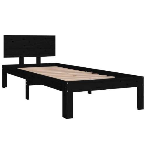 Okvir za krevet od masivnog drva crni 75 x 190 cm mali - Crna 75 x 190 cm Cijena