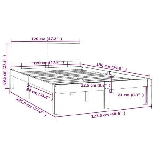 Okvir za krevet masivno drvo bijeli 120x190 cm mali bračni - Bijela 120 x 190 cm Cijena