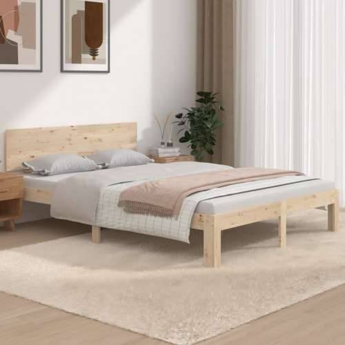 Okvir za krevet od masivnog drva 135 x 190 cm bračni - Prirodna 135 x 190 cm Cijena