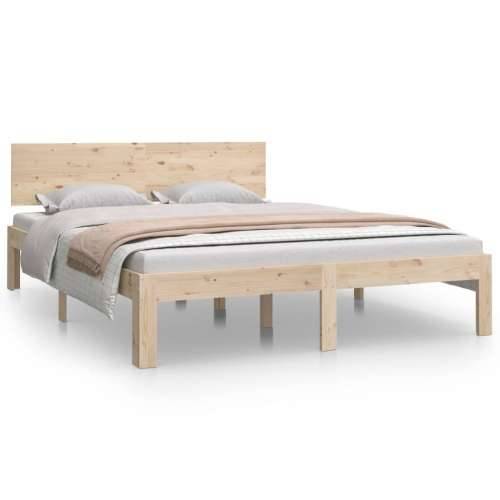 Okvir za krevet od masivnog drva 135 x 190 cm bračni - Prirodna 135 x 190 cm Cijena