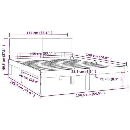 Okvir za krevet od masivnog drva 135 x 190 cm bračni - Prirodna 135 x 190 cm Cijena