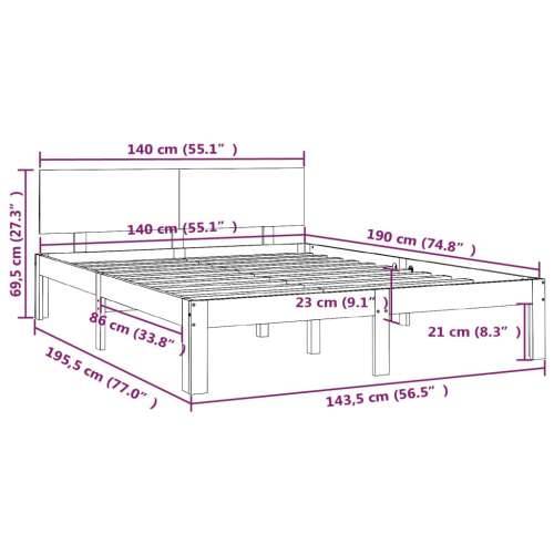 Okvir za krevet od masivne borovine 140 x 190 cm - Prirodna 140 x 190 cm Cijena