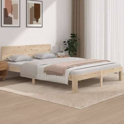 Okvir za krevet od masivnog drva 150 x 200 cm veliki bračni - Prirodna 150 x 200 cm Cijena