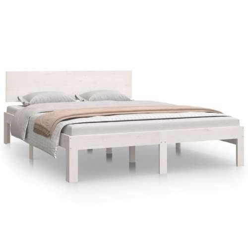 Okvir za krevet od masivne borovine bijeli 150 x 200 cm king - Bijela 150 x 200 cm Cijena