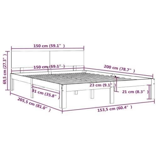 Okvir za krevet od masivne borovine bijeli 150 x 200 cm king - Bijela 150 x 200 cm Cijena