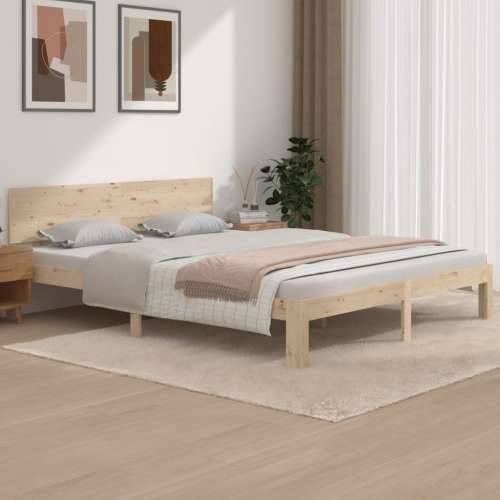Okvir za krevet od masivne borovine 160 x 200 cm - Prirodna 160 x 200 cm Cijena
