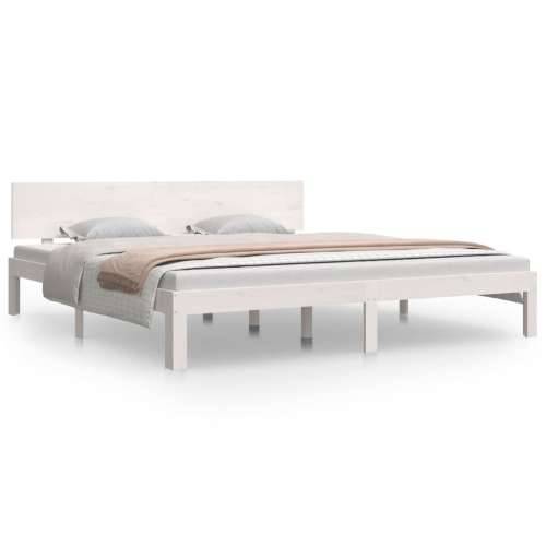 Okvir kreveta od masivnog drva bijeli 180 x 200 cm 6FT bračni Cijena