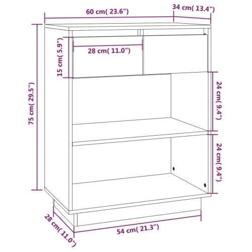 Konzolni ormarić bijeli 60 x 34 x 75 cm od masivne borovine - Bijela 1 Cijena
