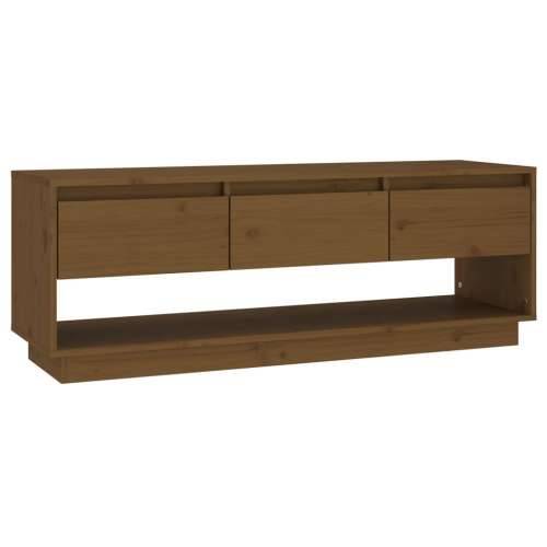 TV ormarić smeđa boja meda 110,5x34x40 cm od masivne borovine - boja meda 1 Cijena