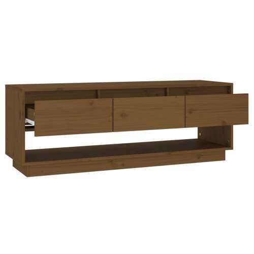 TV ormarić smeđa boja meda 110,5x34x40 cm od masivne borovine - boja meda 1 Cijena