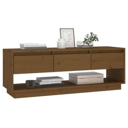 TV ormarić smeđa boja meda 110,5x34x40 cm od masivne borovine - boja meda 1 Cijena