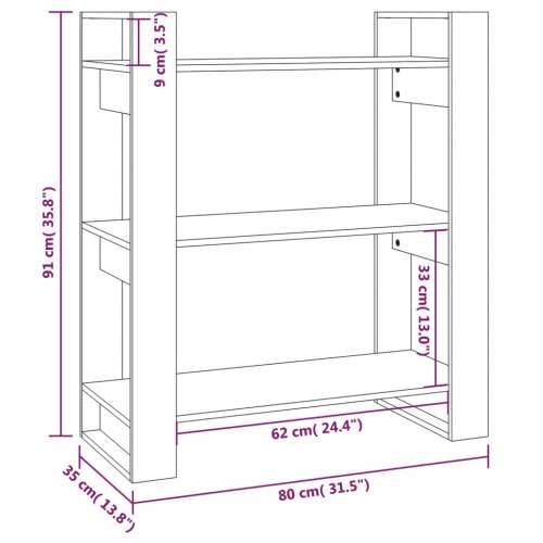 Ormarić za knjige / Paravan - Sobna pregrada 80 x 35 x 91 cm od borovine - Prirodna 1 Cijena